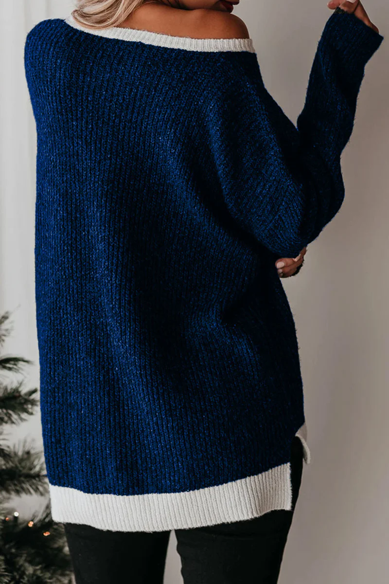 Casual Color Lump Split Joint O Neck Tops - Panekey