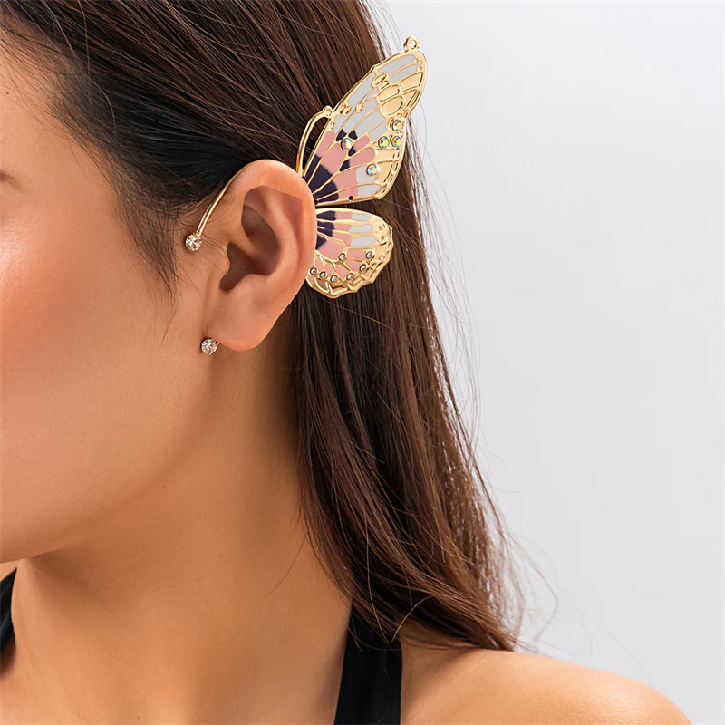 Casual Butterfly Patchwork Rhinestone Earrings - Panekey