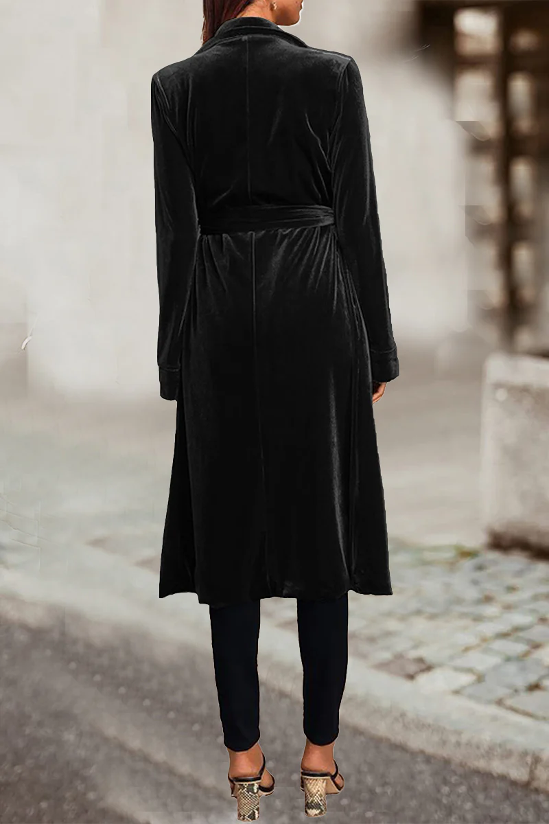 British Style Elegant Solid Pocket Turn-back Collar Outerwear - Panekey