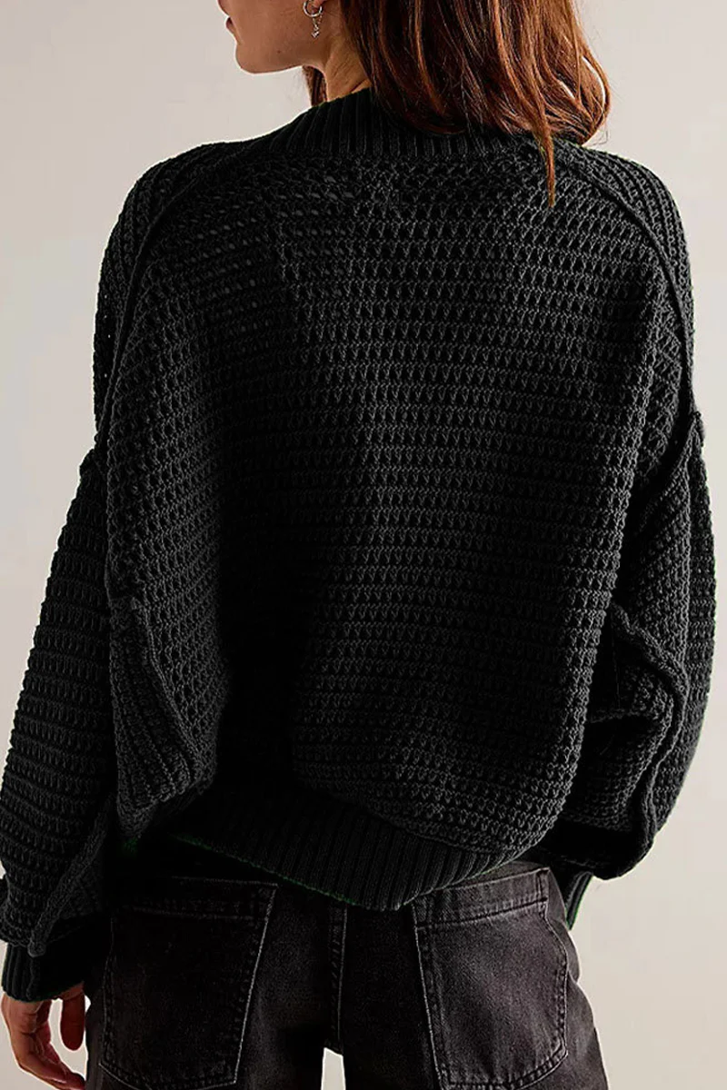 Casual Daily Solid Color Weave Cardigan Collar Outerwear - Panekey