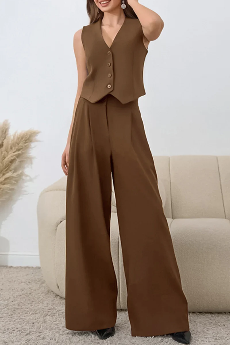 Casual Daily Buckle Ruched V Neck Sleeveless Two Pieces - Panekey