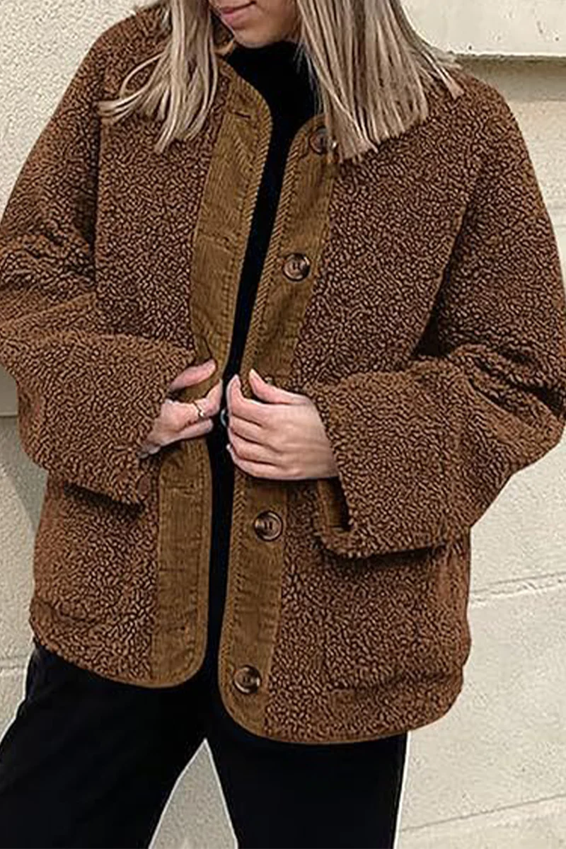 Casual Pocket Contrast O Neck Outerwear(6 Colors) - Panekey