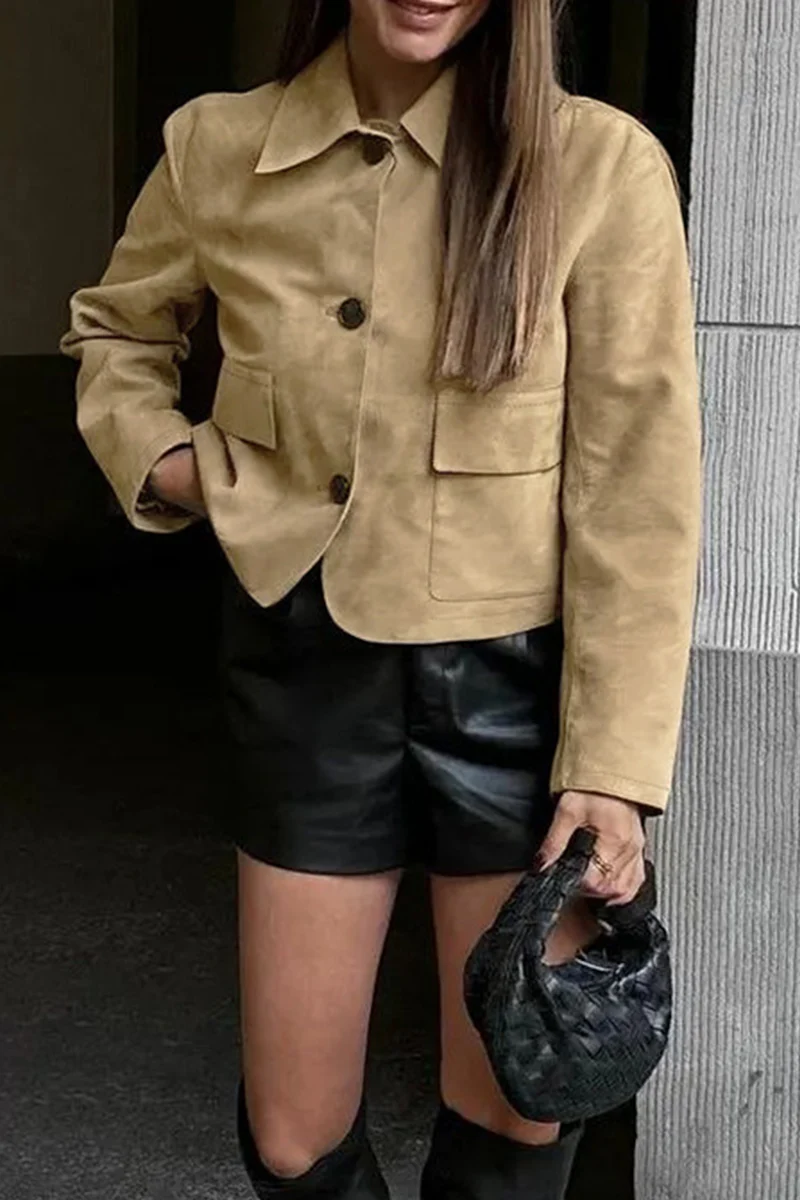 Casual Daily Buttons Turndown Collar Outerwear - Panekey