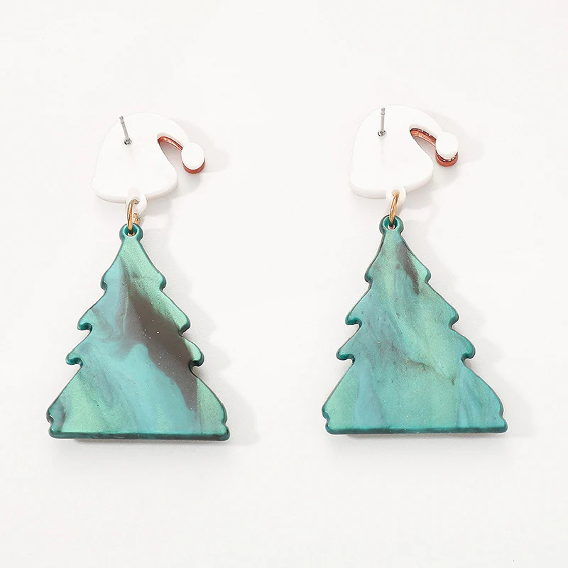 Casual Christmas Tree Patchwork Earrings - Panekey