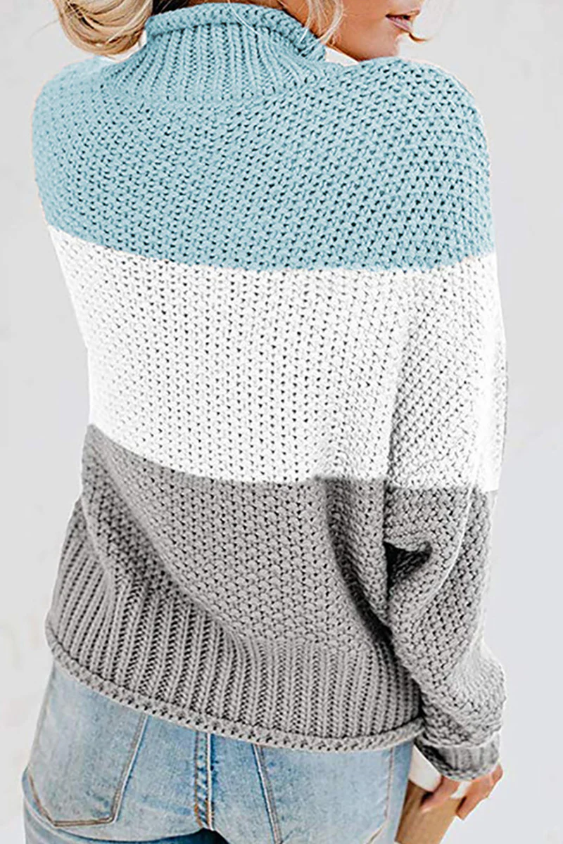 Casual Patchwork Contrast Turtleneck Sweaters(7 Colors) - Panekey