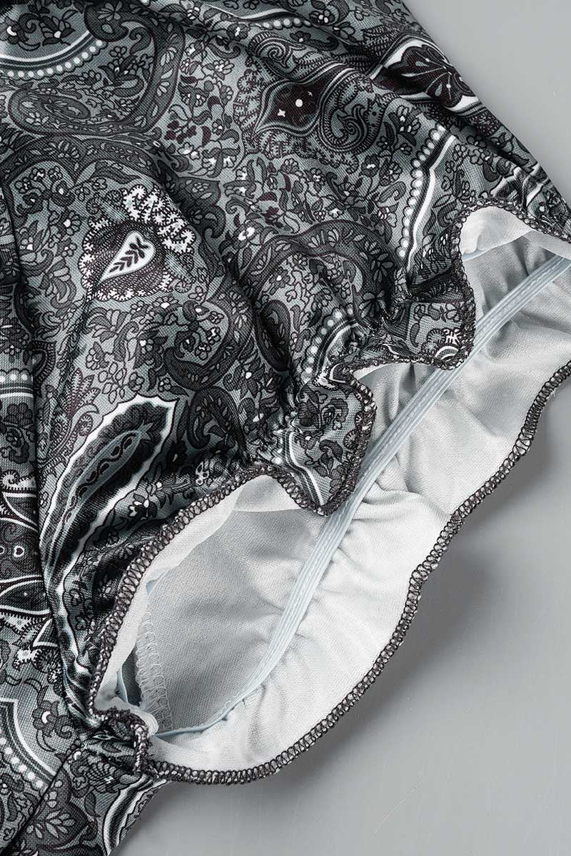 Bohemian College Print Fold V Neck A Line Dresses(6 Colors) - Panekey