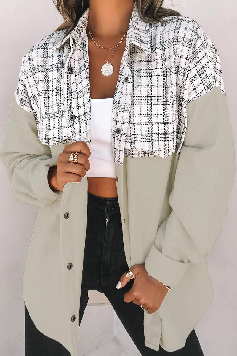 Casual Plaid Split Joint Buckle Outerwear - Panekey