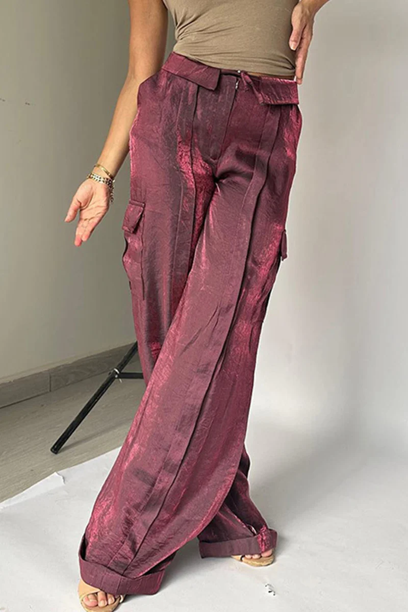 Casual Gradual Change Pocket Loose Mid Waist Straight Bottoms(4 Colors) - Panekey