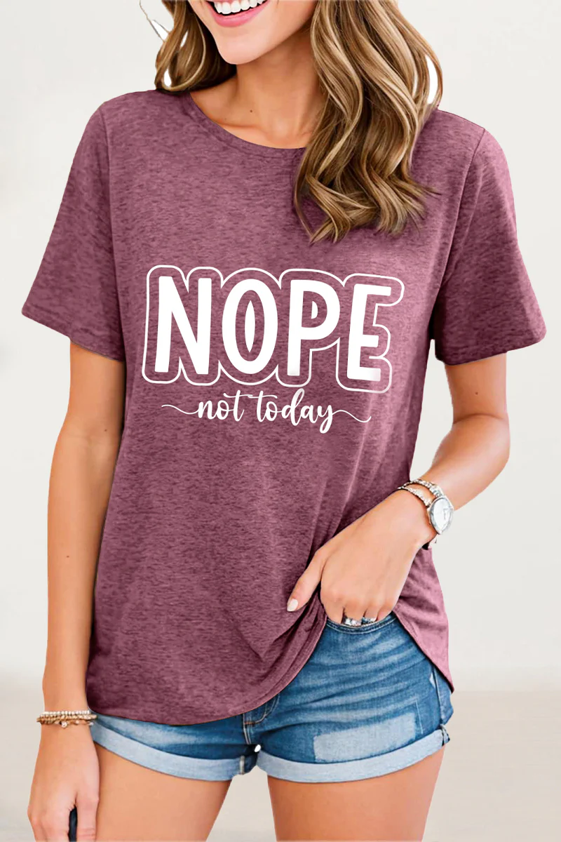 Casual Letter Print O Neck T-Shirts - Panekey