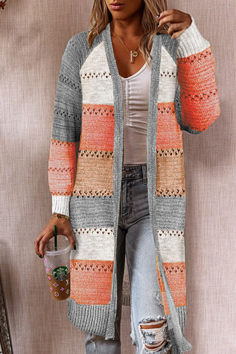 Casual Patchwork Hollowed Out Cardigan Collar Outerwear(3 Colors) - Panekey