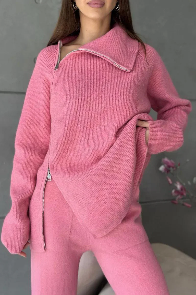 Casual Daily Zipper Collar Long Sleeve Two Pieces(6 Colors) - Panekey