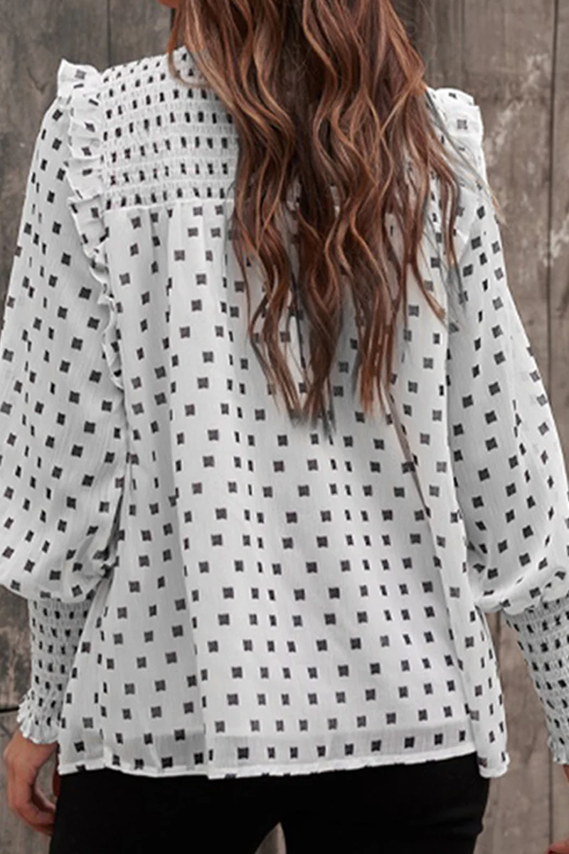 Casual Elegant Print Stringy Selvedge O Neck Tops(4 Colors) - Panekey