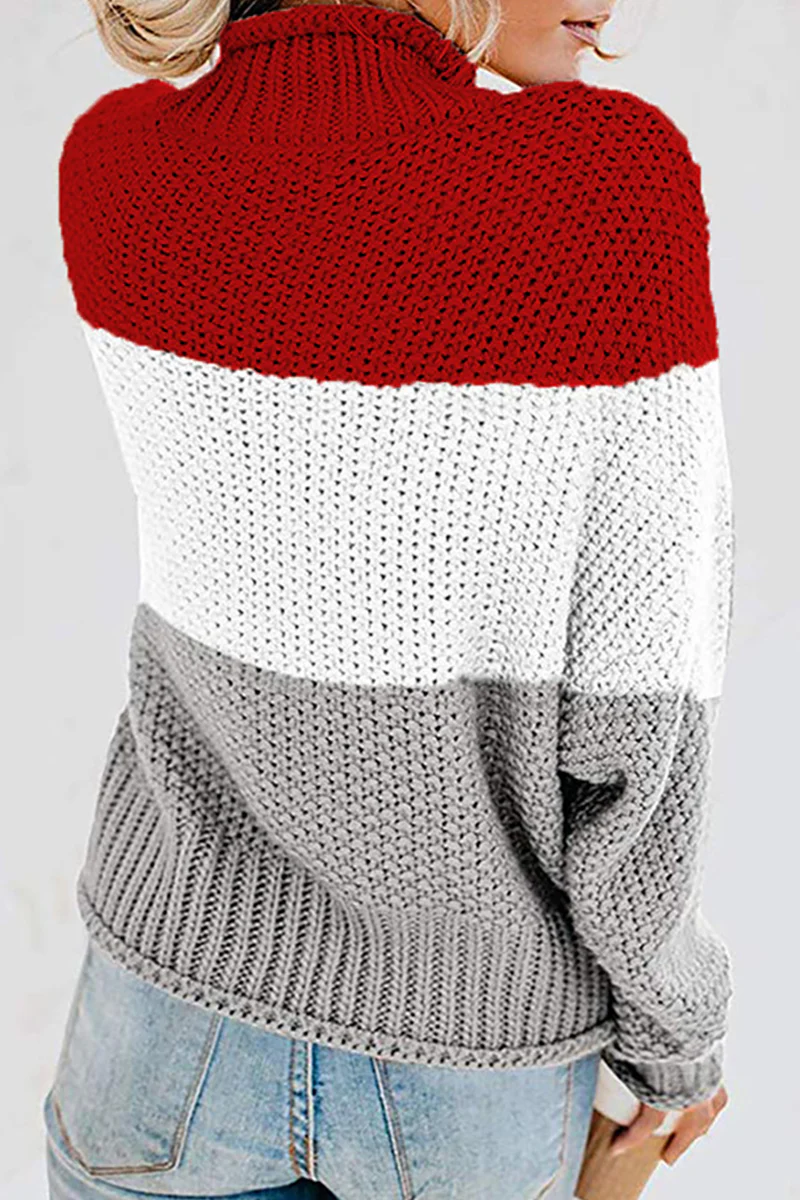 Casual Patchwork Contrast Turtleneck Sweaters(7 Colors) - Panekey