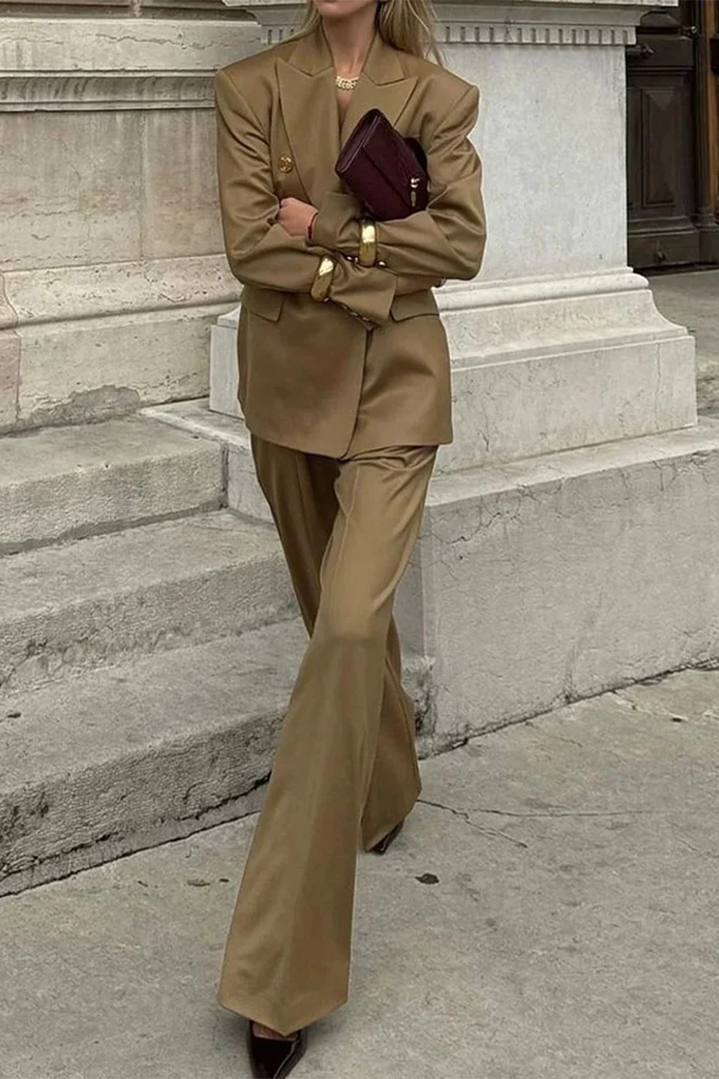 Casual Buttons Turn-back Collar Long Sleeve Two Pieces - Panekey