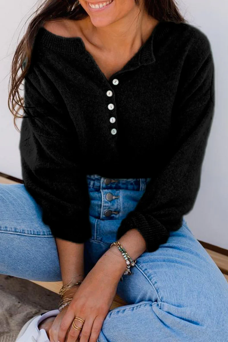 Casual Elegant Solid Buckle O Neck Tops(5 Colors) - Panekey