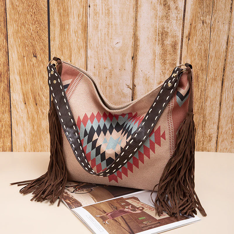 Casual College Color Block Tassel Bags - Panekey