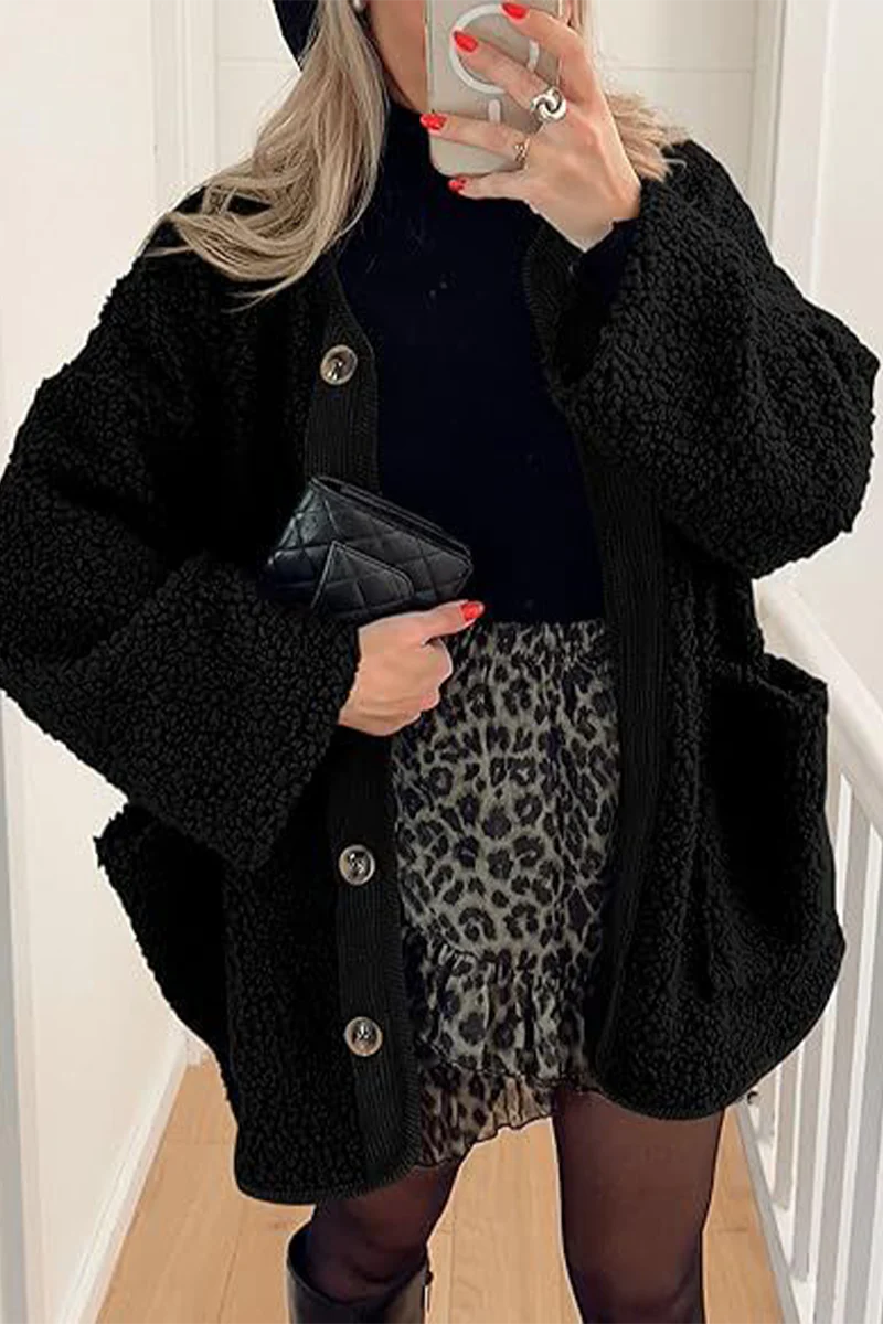 Casual Pocket Contrast O Neck Outerwear(6 Colors) - Panekey