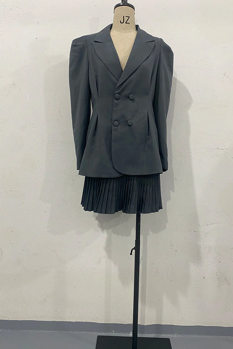 Casual Buttons Turn-back Collar Long Sleeve Two Pieces(3 Colors) - Panekey