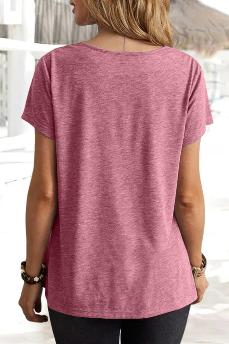 Casual Daily Solid Asymmetrical U Neck T-Shirts(5 Colors) - Panekey