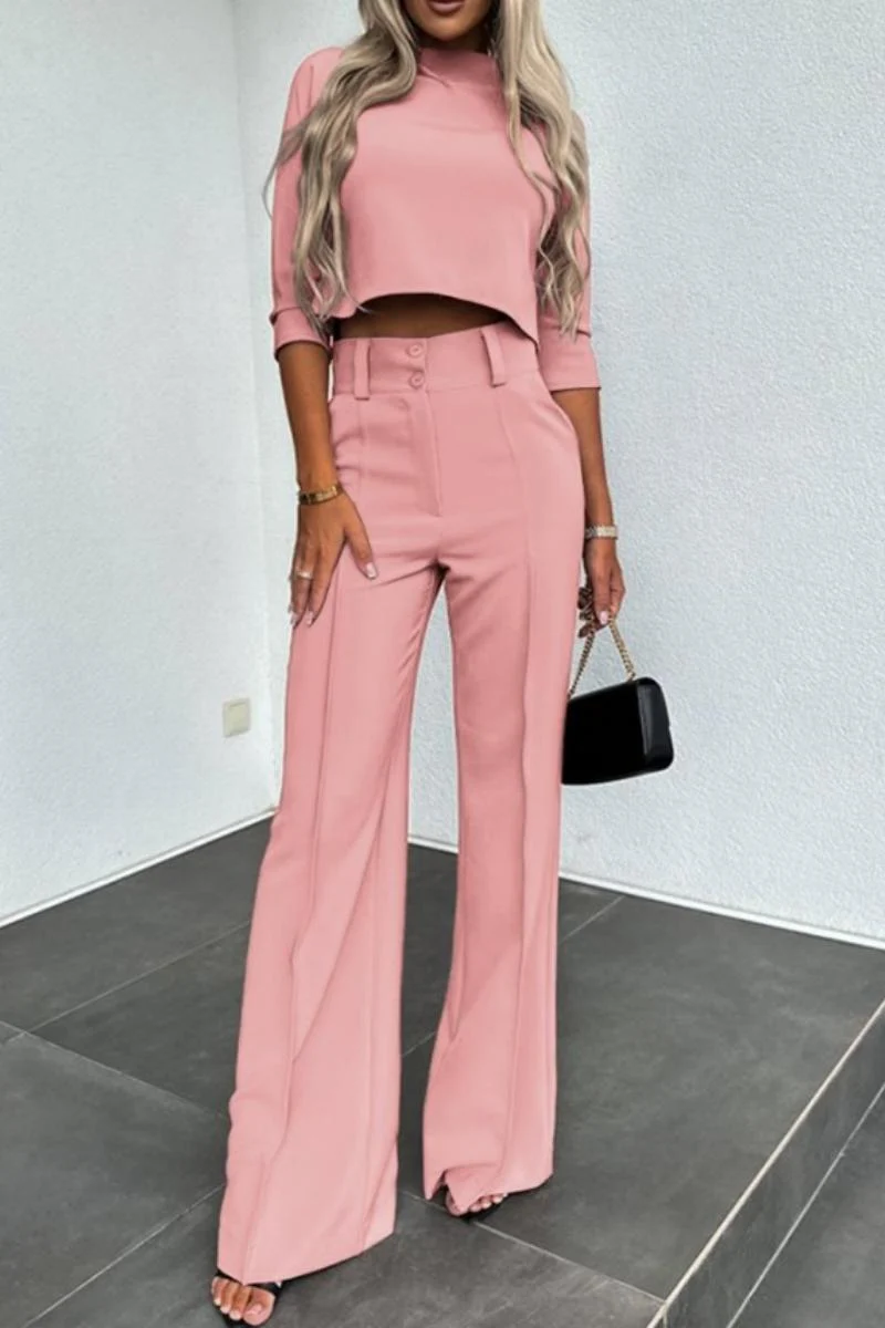 Casual Basic Half A Turtleneck Three Quarter Two Pieces(6 Colors) - Panekey