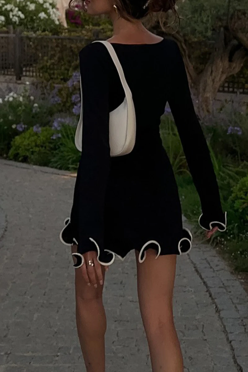 Casual Daily Stringy Selvedge O Neck Long Sleeve Dresses(3 Colors) - Panekey