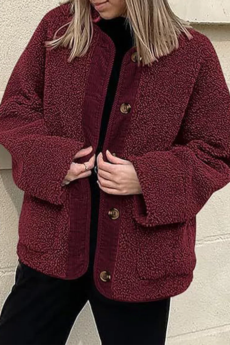 Casual Pocket Contrast O Neck Outerwear(6 Colors) - Panekey