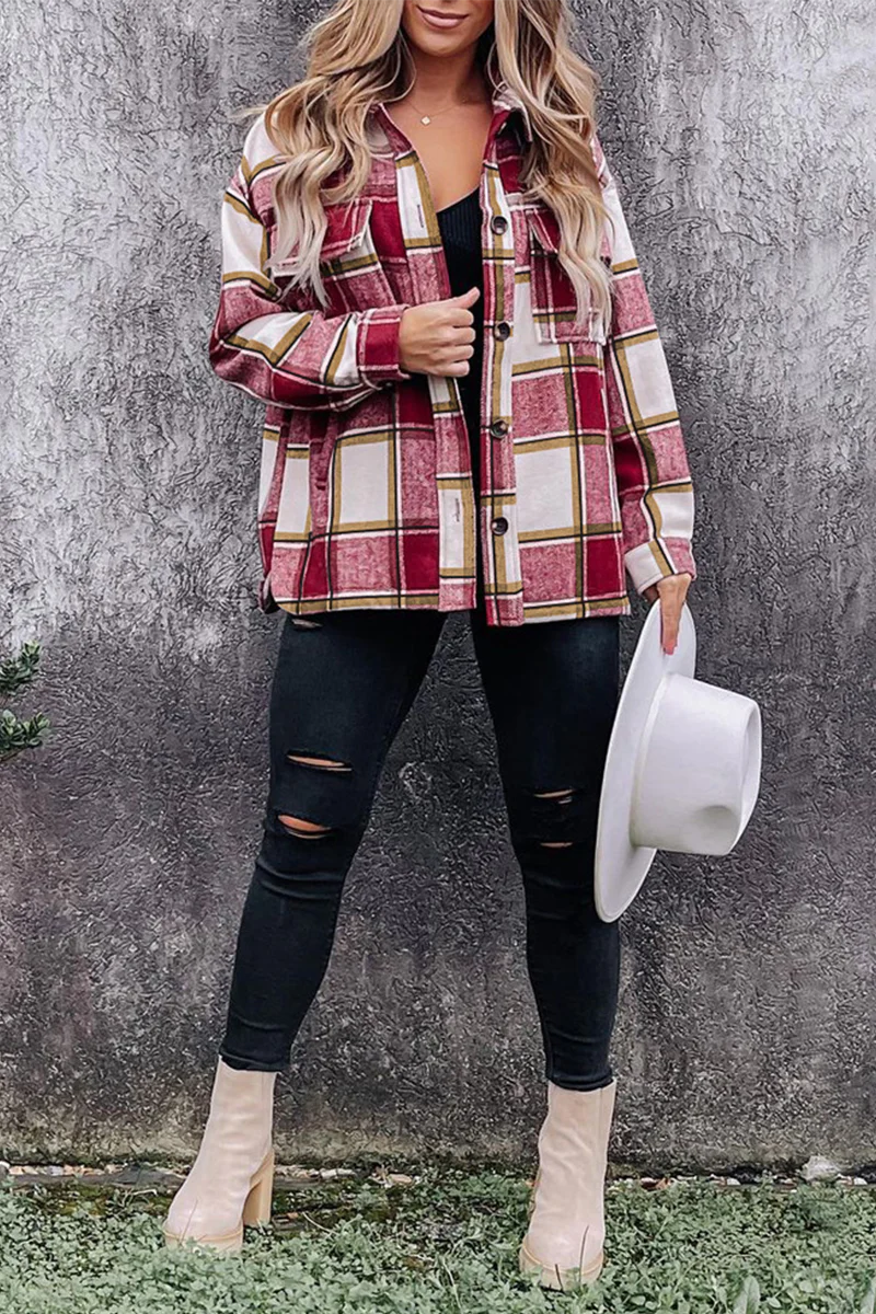 Casual Plaid Patchwork Turndown Collar Blouses(5 Colors) - Panekey