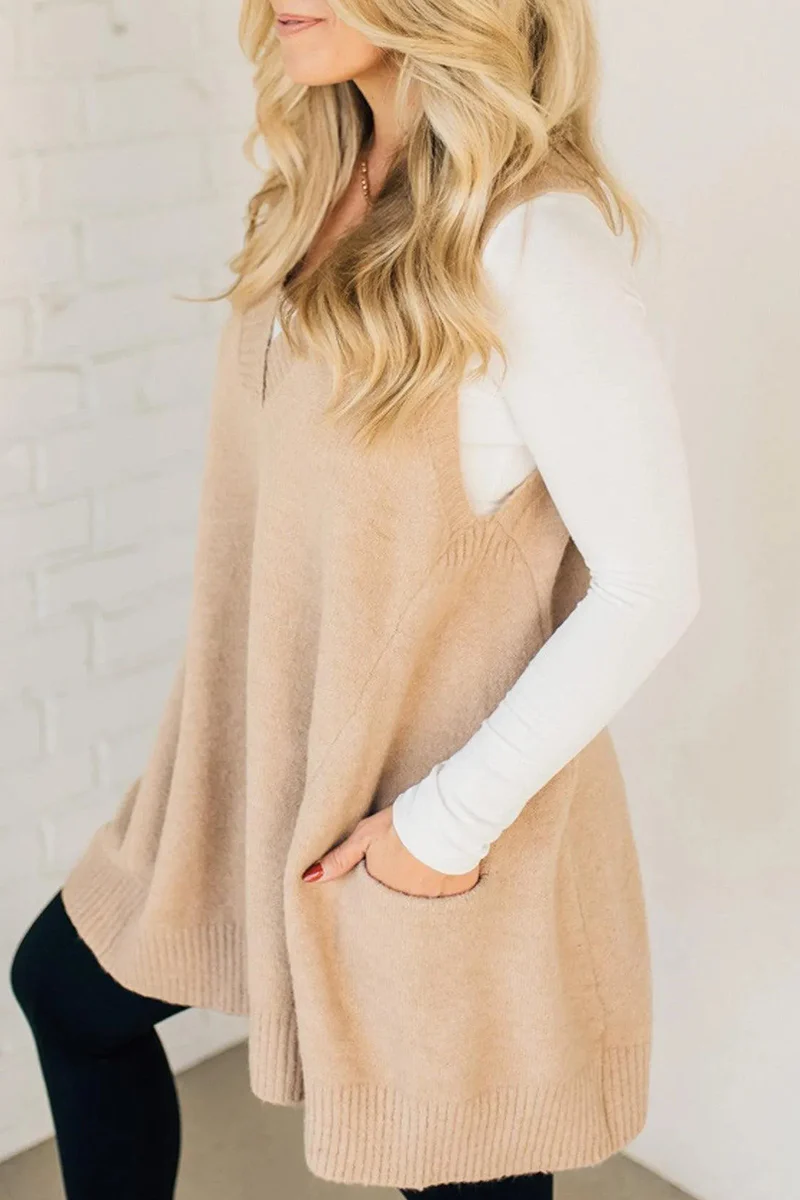 Casual Daily Pocket V Neck Sweaters(5 Colors) - Panekey