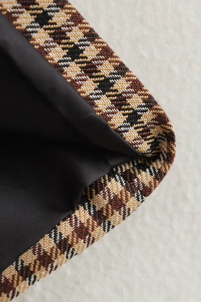 Casual Plaid Buttons Patchwork Contrast Turn-back Collar Outerwear - Panekey