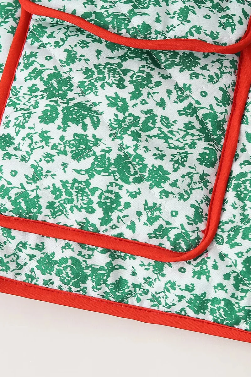 Casual Flowers Print Pocket Patchwork Contrast O Neck Outerwear - Panekey