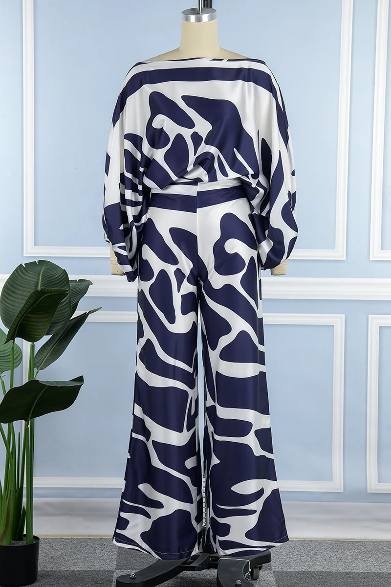 Casual Elegant Print Patchwork Off the Shoulder Long Sleeve Two Pieces(11 Colors) - Panekey