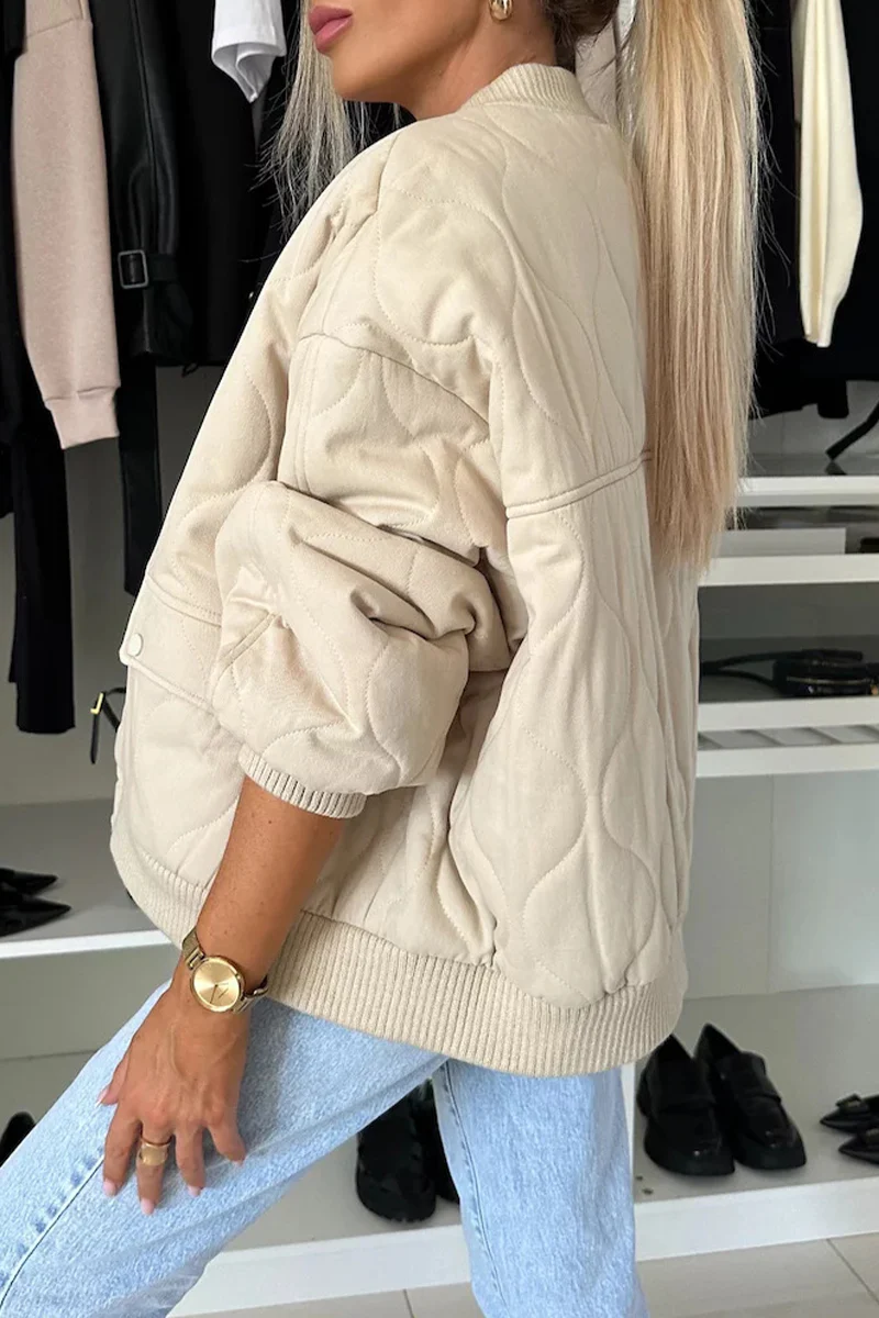 Casual Pocket Buttons O Neck Outerwear(3 Colors) - Panekey