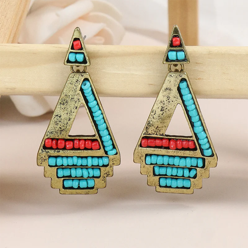 Bohemian Geometric Patchwork Earrings - Panekey