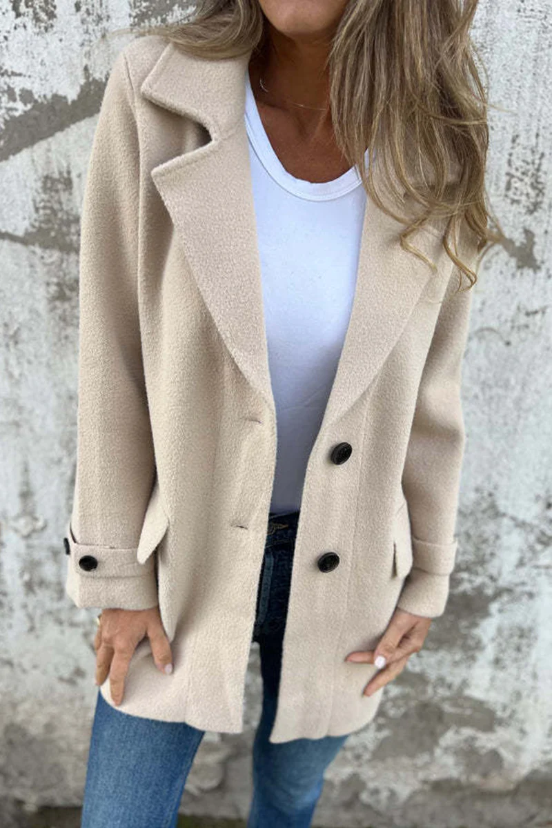 Casual Daily Buttons Gross Turn-back Collar Outerwear(3 Colors) - Panekey