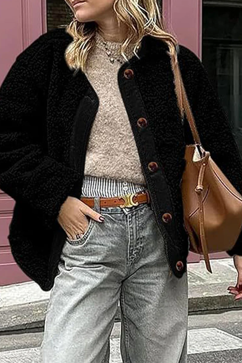 Casual Pocket Contrast O Neck Outerwear(6 Colors) - Panekey