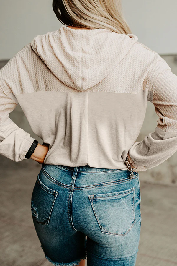 Casual Patchwork Buckle Contrast Hooded Collar Hoodies(3 Colors) - Panekey