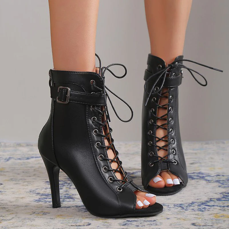 Casual Patchwork Frenulum Fish Mouth Out Door Shoes (Heel Height 3.74in) - Panekey