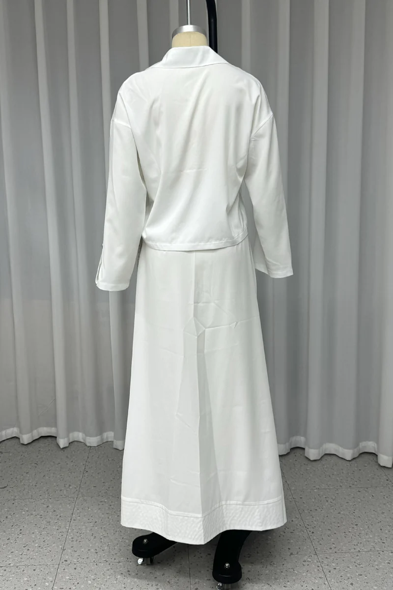 Casual Lace Up Buttons Turndown Collar Long Sleeve Two Pieces - Panekey