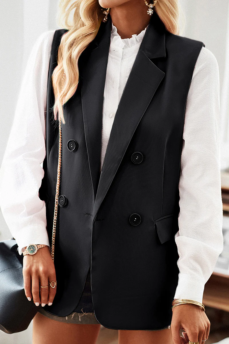 British Style Simplicity Solid Pocket Buttons Turn-back Collar Tops(4 Colors) - Panekey