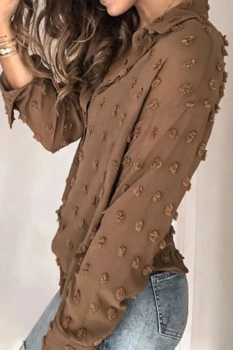 Casual Daily Buttons Fur Ball Turndown Collar Blouses(3 Colors) - Panekey