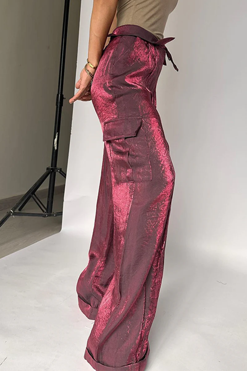 Casual Gradual Change Pocket Loose Mid Waist Straight Bottoms(4 Colors) - Panekey