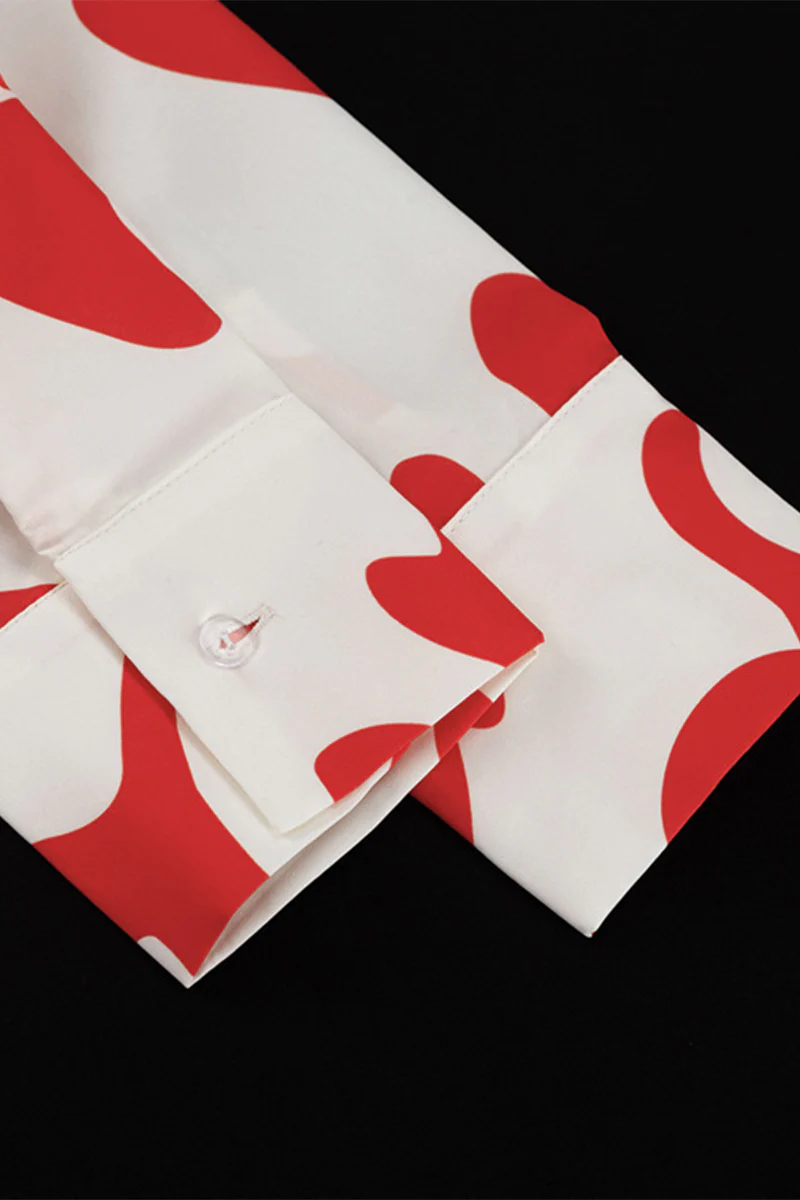 Casual Floral Patchwork Turndown Collar Long Sleeve Two Pieces - Panekey