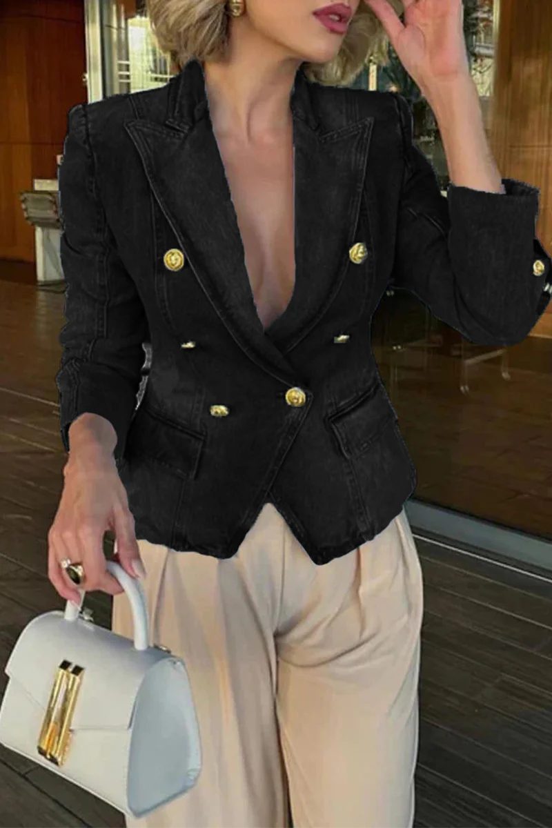 Casual Distressed Buttons Turn-back Collar Outerwear(3 Colors) - Panekey