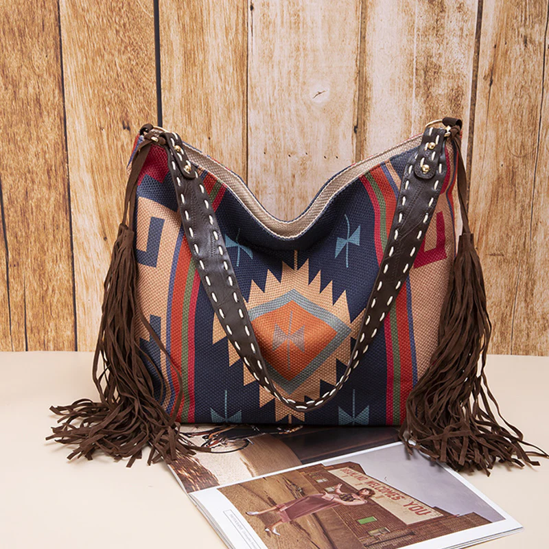 Casual College Color Block Tassel Bags - Panekey