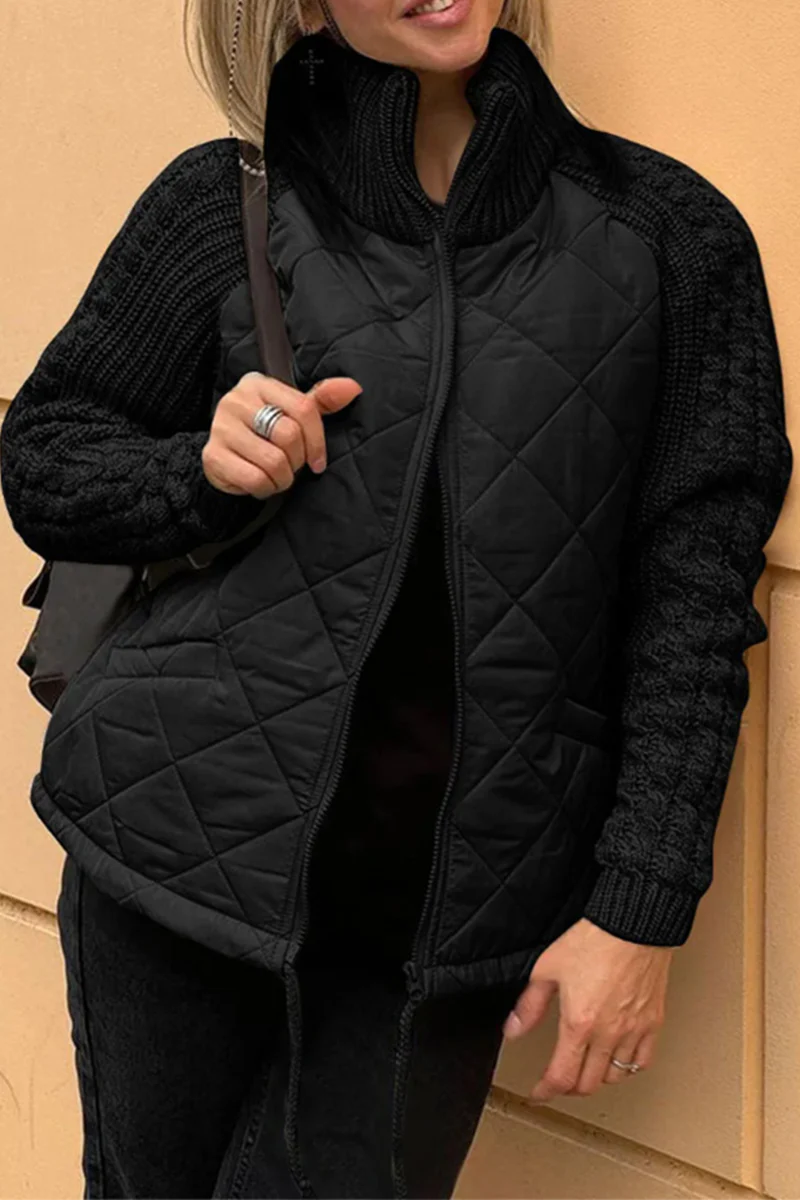 Casual Patchwork Zipper Mandarin Collar Outerwear(5 Colors) - Panekey