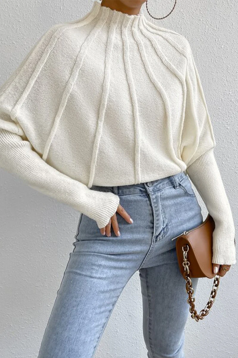 Casual Daily Patchwork Weave Half A Turtleneck Sweaters (3 Colors) - Panekey