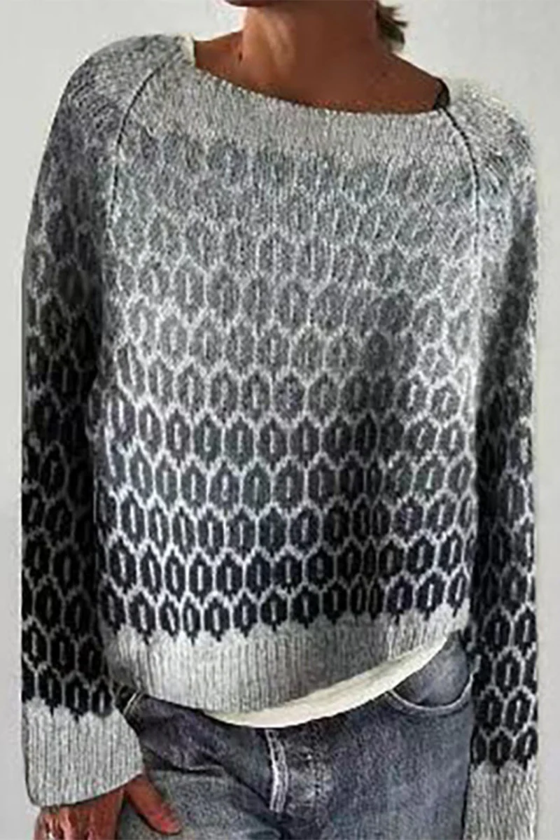 Casual Color Block Contrast O Neck Sweaters(8 Colors) - Panekey