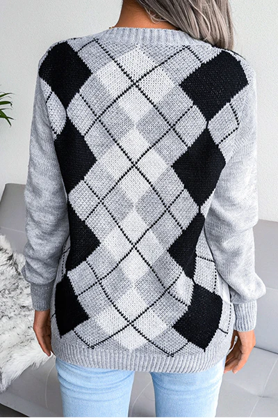 Casual Geometric Split Joint V Neck Tops(3 Colors) - Panekey