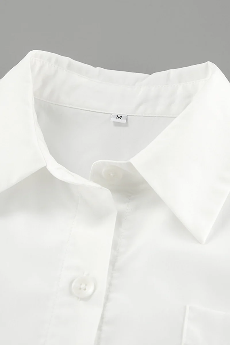 Casual Lace Up Buttons Turndown Collar Shirt Dresses - Panekey