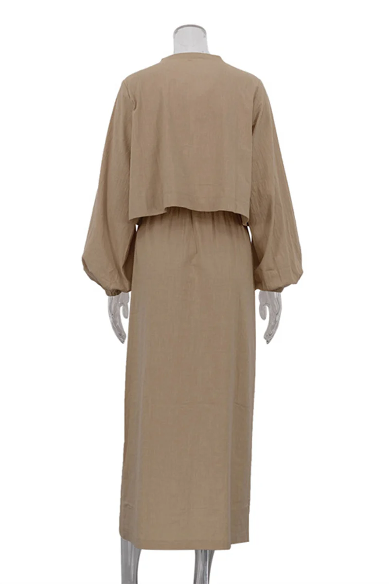 Casual Daily Solid Color Lace Up O Neck Long Sleeve Two Pieces - Panekey